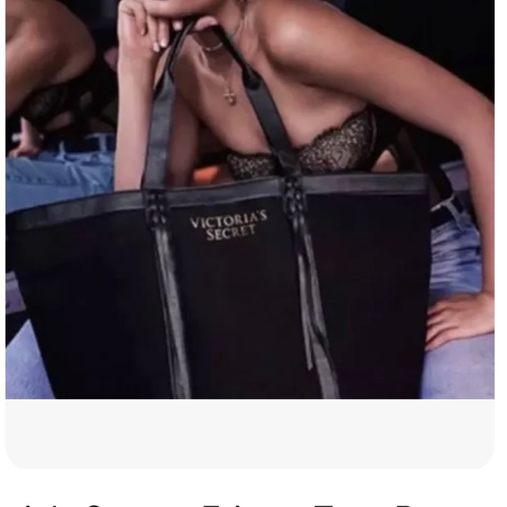 NWOT Victoria’s Secret black fringe tote
